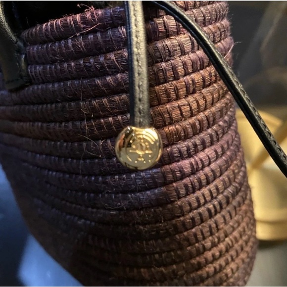 Cesta Collective Jute Rafia Mini Top Handle Handbag Black Brown - Picture 10 of 13